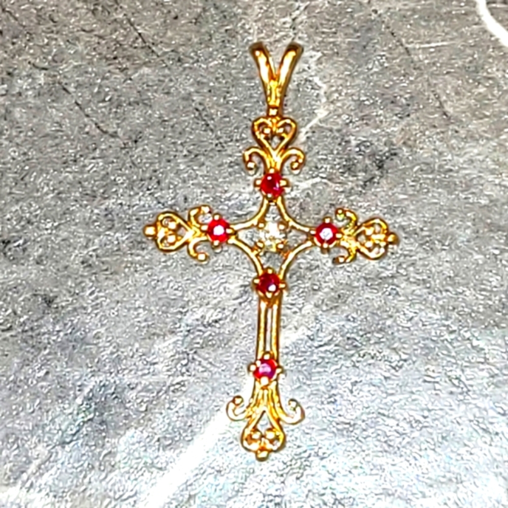"Unique" Vintage 6 Natural Stone Cross